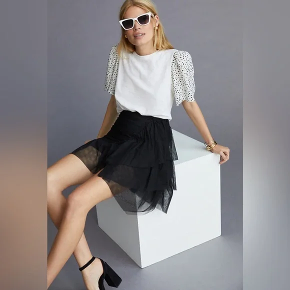 Anthropologie T.La Woven Flutter Sleeve Tee • size xl • NWOT - Picture 4 of 10